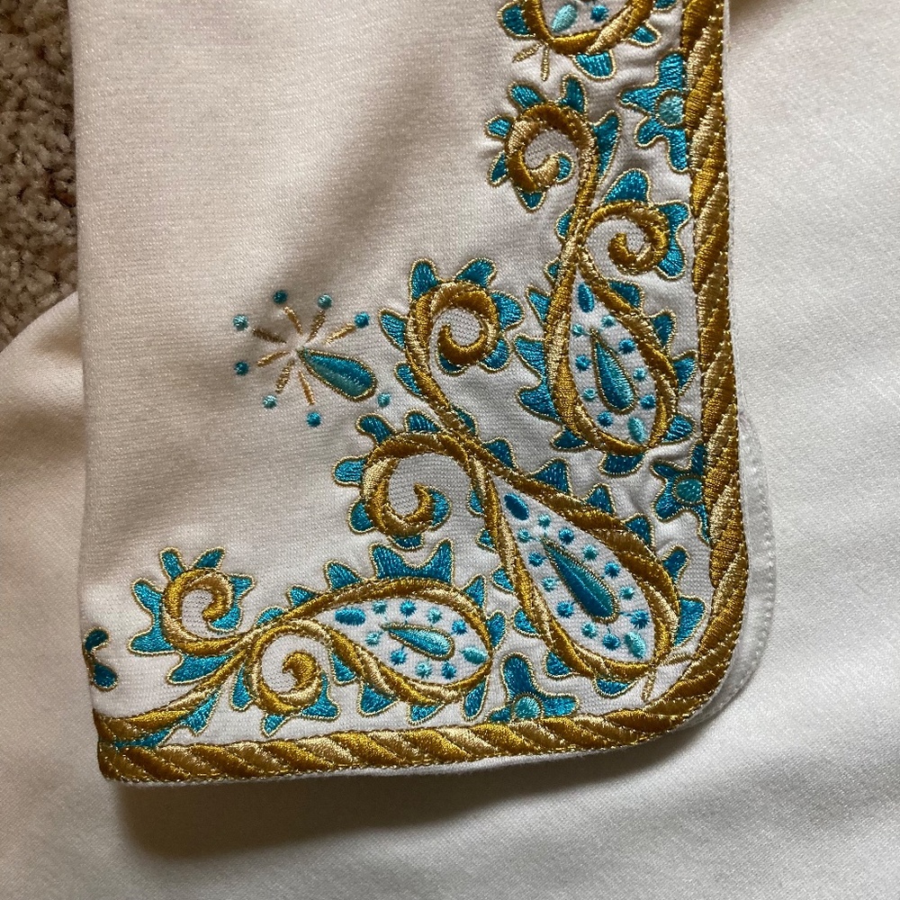 Glamorous Bob Mackie Tunic l Cream / Off White l Turquoise l Gold l Wearable Art - Picture 3 of 13